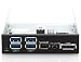 deleyCON 3,5" Frontpanel + 4x USB 3.0 Hub + 2x Firewire 400 + 1x eSATA + intern - 3,5" Schacht e-SATA Fire Wire Multipanel - Schwarz