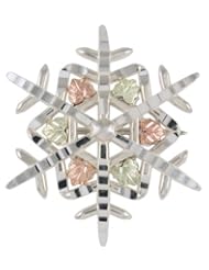 Black Hills Gold and Sterling Silver Snowflake Brooch