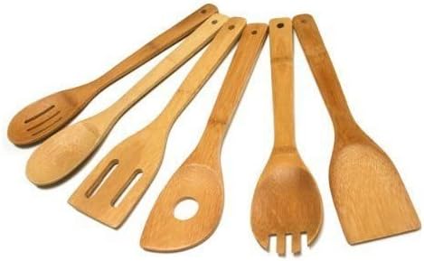 New Trubamboo 6pc Bamboo Kitchen Utensil Set Spoon Spatula