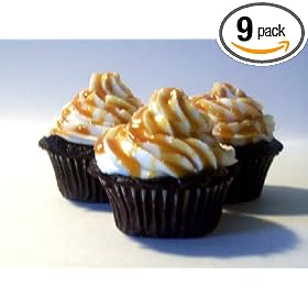 Frostines Edibles Gift Box of 9 Fresh Baked Gourmet Chocolate Caramel Cupcakes