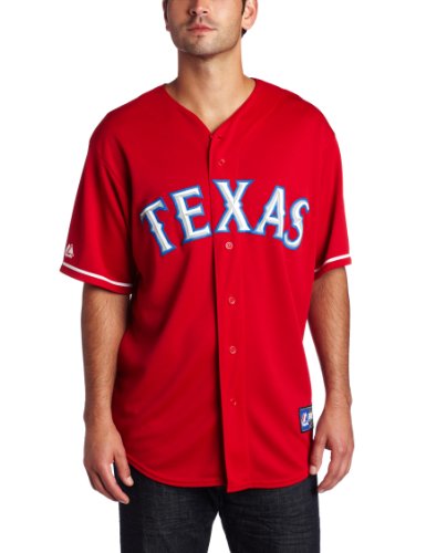 MLB Men's Texas Rangers Ian Kinsler Scarlet Alternate Short Sleeve 6 Button Synthetic Replica Baseball Jersey Spring 2012  (Scarlet, Small)