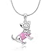 925 Sterling Silver CZ Cubic Zirconia 3D Cute Pink Chihuahua Puppy Dog Pendant Necklace, 18 inches