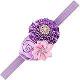 Happy Cherry　新生児　パープル　ベビー ヘアアクセサリー フラワー ヘッドバンド ヘアバンド レース 幼児　　1*ベビーカチューシャ