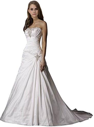 Junai Women's Sweetheart Taffeta A Line Wedding Dresses White US 24