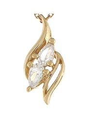 14k Yellow Gold White CZ Unique Fancy Ladies 1.8cm Slide Charm Pendant