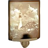 PORTLAND HEAD LIGHTHOUSE * CURVED PORCELAIN LITHOPHANE NIGHT LIGHT