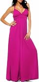 Fuchsia Maxi Boho Summer Halter Celeb Beach Party Long Dress