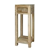 Ambientehome Holz Teakholz Beistelltisch mit Schublade, geschliffen ca. 40 x 40 x 100 cm