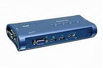 TRENDnet 4-Port USB KVM Switch Kit with Audio (Includes 4x KVM Cables) TK-409K (Blue)