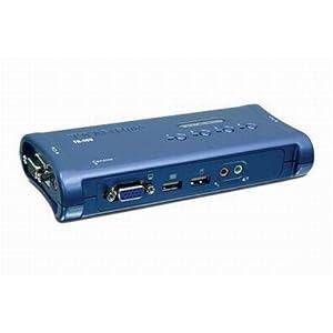 TRENDnet 4-Port USB KVM Switch Kit with Audio (Includes 4x KVM Cables) TK-409K (Blue)