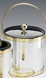 Review Kraftware  / Kraftware 75968 Mylar Polished Chrome and Brass 3 Quart Ice Bucket with Brass Bale Handle, Bands and Metal Cover