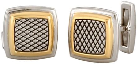 Titanium Square Two-Tone Checker Board Carved Men Tux Tuxedo Wedding Cufflink SPJ
