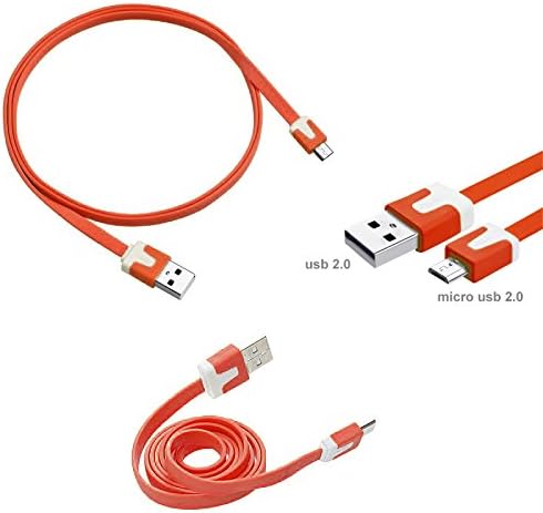 (3 pack) High Speed Vivid Series 3 ft. Tangle Free Noodle Flat USB 2.0 Data Sync / Charging Cable (Red)