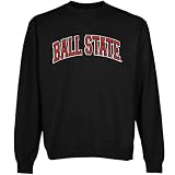 NCAA Ball State Cardinals Black Arch Applique Crew Neck Fleece Sweatshirt