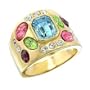 Women's Young Line Multicolor Swarovski Crystal Gold Tone Ring, Size: 5-10