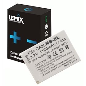 Lemix [NB-5L] batterie � lithium-ion haute capacit� NB-5L / NB5L pour CANON IXUS: IXUS800IS 850IS 860IS 870IS 90IS 900Ti 950IS 960IS 970IS 980IS 990IS / CANON IXY: IXY1000 2000IS 3000IS 800IS 810IS 820IS 900IS 910IS 920IS 95IS / CANON POWERSHOT S�rie SD: SD70 700IS 790IS 800IS 850IS 870IS 880IS 890IS 900 950IS 970IS 990IS, S�rie SX: SX200 200IS 210IS 220HS 230HS / S100 [0862]