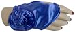 DISCONTINUED CLEARANCE Shiny Stretch Satin Spandex Fingerless Mitt Gloves with Flower in Royal Blue