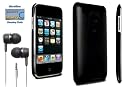 Black Polycarbonate Slim Fit Case + Black In-Ear Stereo Headphone for Apple iPod Touch 3G (3rd generation) Includes DBROTH Microfiber Cleaning Cloth