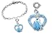 Disney © Cinderella Blue Heart Charm & Silver Bracelet Set with Blue Crystals