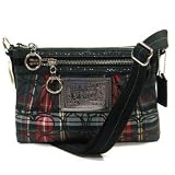 Coach Limited Edition Poppy Tartan Plaid Glam Swingpack Messenger Bag 43287 Black Multi