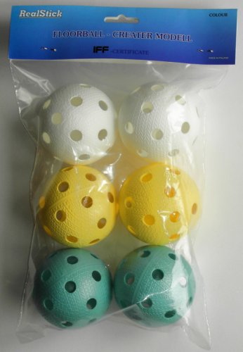 SB-Yhtiöt Floorball / Unihockey Spielball, Hockeyball farbig sortiert 6er Vorteilspack