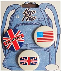 Deejay SAC PAC Pack of 3 COLLECTOR PINS: LONDON, BRITAIN (UK) &amp; USA 1" Diameter