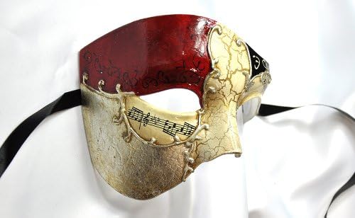 Masquerade FashionPhantom of The Opera Men's Venetian Mask Masquerade Party, Red