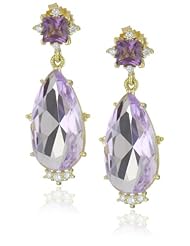 Judith Ripka "Candy" Candy Pear Drop with Square Stone Purple Earrings