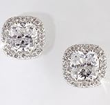 Princess cut Earings - White