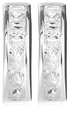 Image of Sterling Silver E3063-CZ Women's Half Clear Cz Hoop Stud Earrings