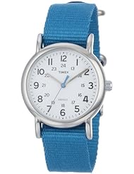 Timex Womens T2P2279J Weekender Blue Slip-Thru Nylon Strap Watch