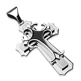 Spikes 316L Stainless Steel Black Epoxy Gothic Cross Pendant