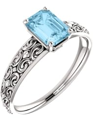 Platinum 7.00x5.00mm Emerald Cut Aquamarine Ring -- LIFETIME WARRANTY