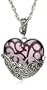 Sterling Silver Marcasite and Amethyst Colored Glass Heart Pendant, 18"