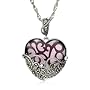 Sterling Silver Marcasite Amethyst-Color Glass Heart Pendant, 18"