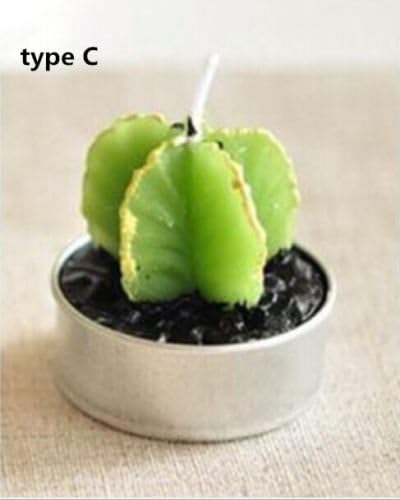 6 X Candle Sets Cactus Plant Pot Set Candles Candle Party Christmas Wedding Decorations Home Décor Green 3.8x4cm (#C)