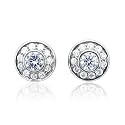 14k White Gold Cluster Diamond Earrings Studs (HI, I, 0.50 carat)