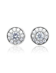 14k White Gold Cluster Diamond Earrings Studs (HI, I, 0.50 carat)