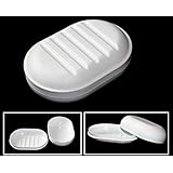ALAZCO Travel Soap Dish Large Oval Container Box Case White Great For Home School Gym