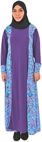 Abaya Kaftan Jilbab Muslim Women's Long Sleeve Casual Maxi Dress (M, Purple)