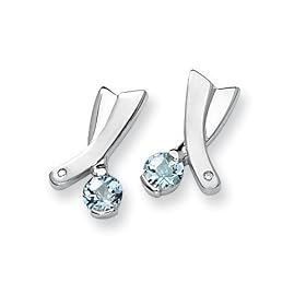 2.12 cttw Sterling Silver Blue Topaz and Diamond Post Earrings