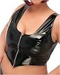 Plus-Size Black Vinyl Zipper Up Bustier 1x 2x 3x