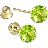Solid 14KT Yellow Gold .47 Carat Cubic Zirconia AUGUST Birthstone Earrings