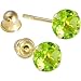 Solid 14kt Yellow Gold .47 Carat Cubic Zirconia August Birthstone Earrings