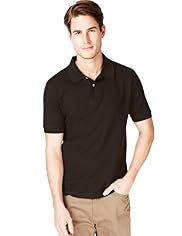 XXXL Blue Harbour Pure Cotton Short Sleeve Polo Shirt with Stay New™