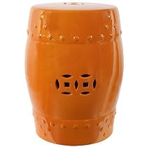 Big Sale 18" Ceramic Garden Stool Orange