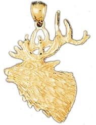 Dazzlers Solid 14k Gold Elk Head Charm Pendant Available in three colors from jewelsberry (weights: 5.1 grams only)