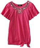 Amy Byer Girls 7-16 Flutter Sleeve Tie Bottom Top