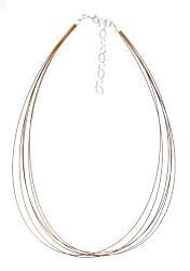 Necklace Cord For Pendants - D63 - Multi-Strand Cord - Stainless Steel with .925 Sterling Silver Ends - 16" + 2" Extension Chain - Copper Color