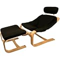Bentwood Gamer Chair and Stool Set - Black